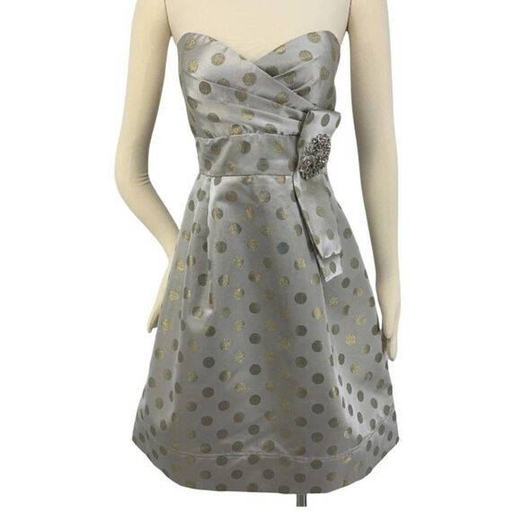 ELIZA J Embellished Strapless Metallic Satin Party Bridesmaid Dress Size 6 New - Picture 5 of 13